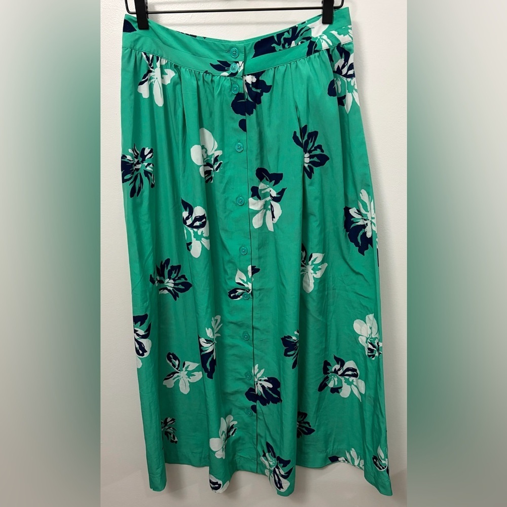 Banana Republic Green Floral Button-Front Maxi Skirt